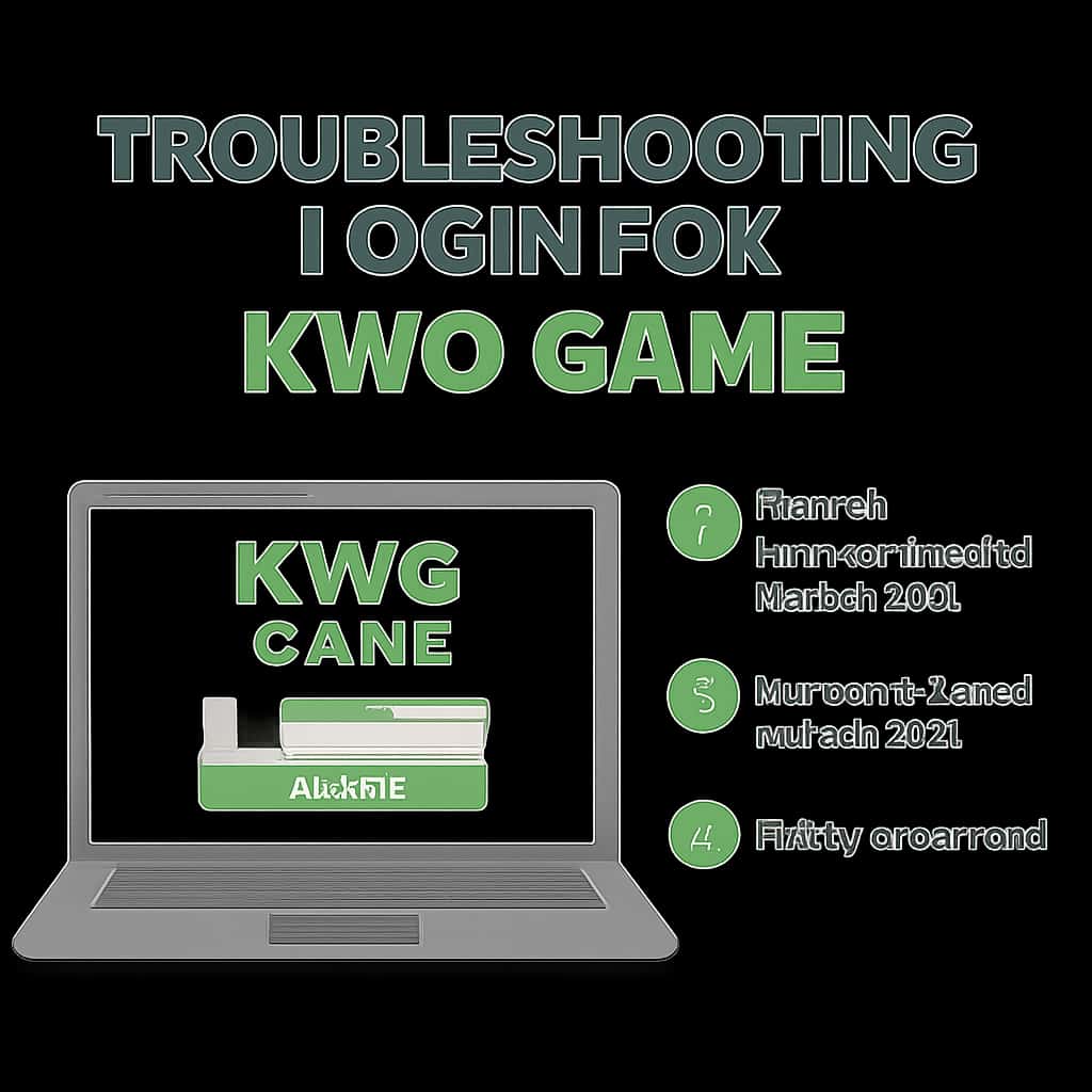An educational diagram detailing login troubleshooting steps for KWG Game.